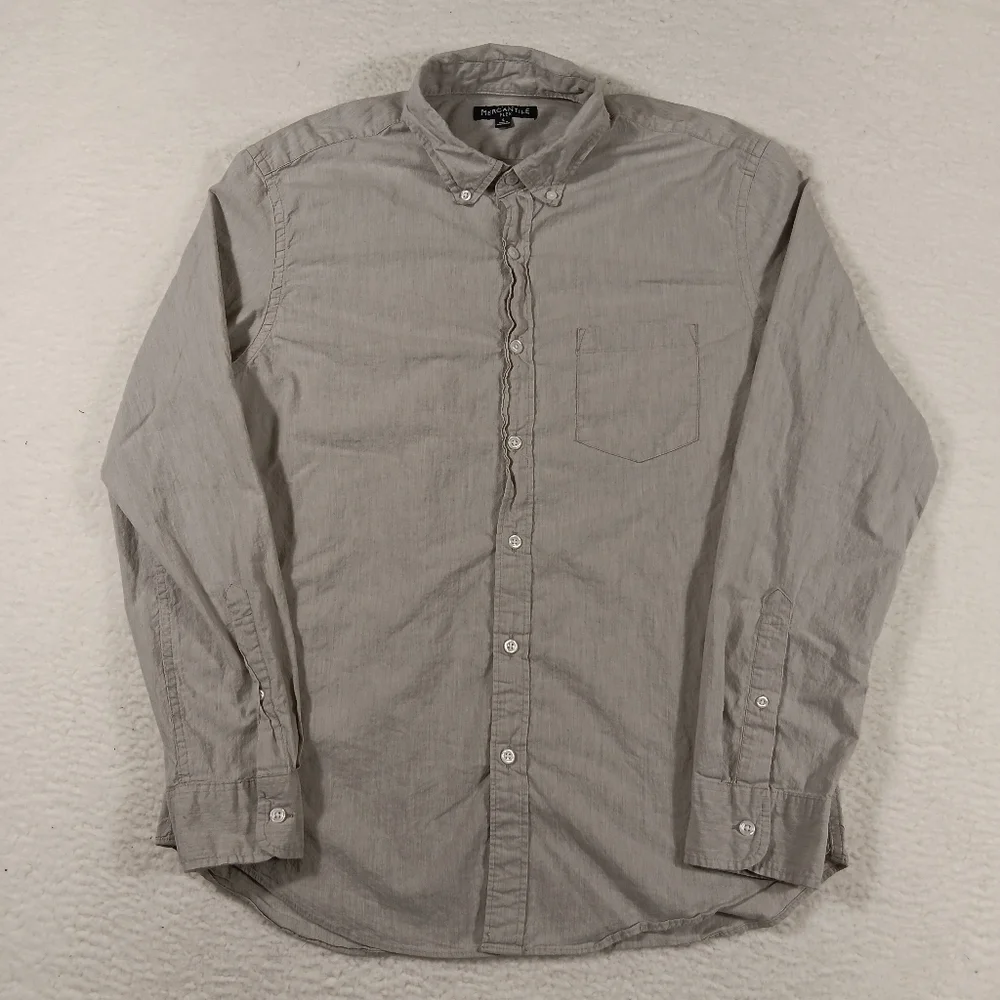 J Crew Shirt Mens Large Gray Chambray Long Sleeve Button Down Office Preppy